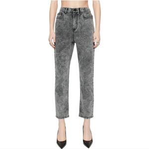 Rebecca‎ Minkoff Retro Vibes Acid Wash Cropped Studded Straight Jeans Plus Size